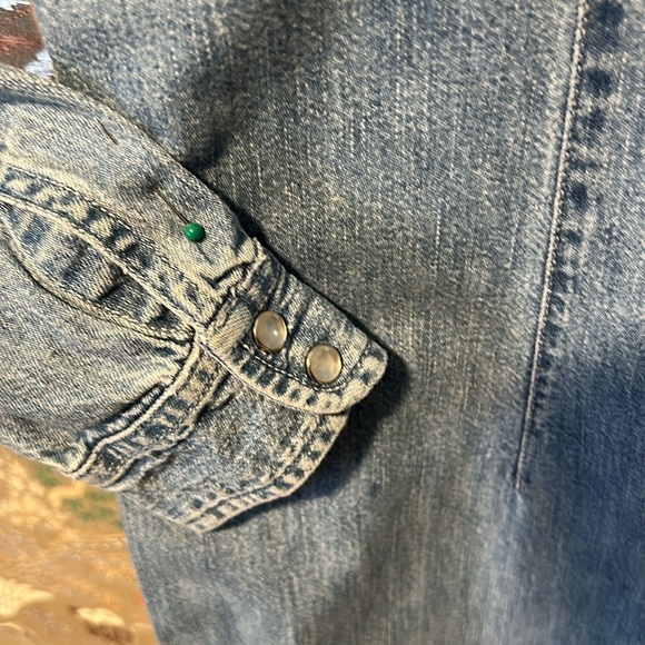 RALPH LAUREN BLUE DENIM SHIRT DRESS WESTERN FITTED LONG SLEEVE CLASSIC SZ PP - Picture 6 of 14